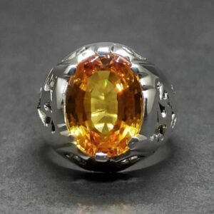 12 Carat Yellow Citrine Men’s Lattice Ring