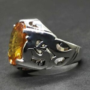 12 Carat Yellow Citrine Men’s Lattice Ring