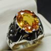 12 Carat Yellow Citrine Men’s Lattice Ring