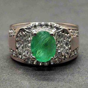 Zambian Emerald Men’s Channel Set Ring