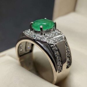 Zambian Emerald Men’s Channel Set Ring