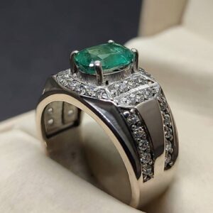 Zambian Emerald Men’s Channel Set Ring