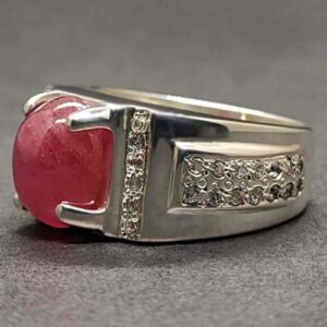 8 Carat Cabochon Ruby Mens Ring