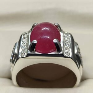 8 Carat Cabochon Ruby Mens Ring