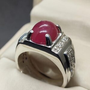 8 Carat Cabochon Ruby Mens Ring