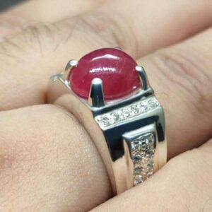 8 Carat Cabochon Ruby Mens Ring