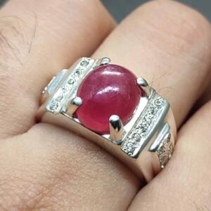 8 Carat Cabochon Ruby Mens Ring