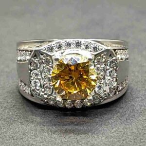 2 Carat Golden Moissanite Men’s Engagement Ring