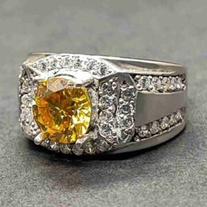 2 Carat Golden Moissanite Men’s Engagement Ring