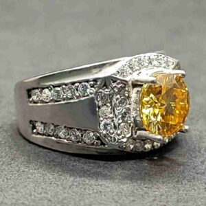 2 Carat Golden Moissanite Men’s Engagement Ring