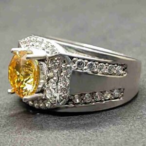 2 Carat Golden Moissanite Men’s Engagement Ring