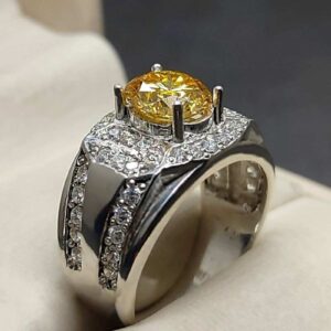 2 Carat Golden Moissanite Men’s Engagement Ring