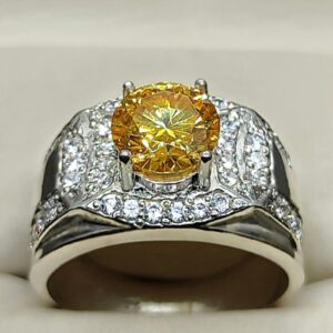2 Carat Golden Moissanite Men’s Engagement Ring