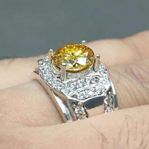 2 Carat Golden Moissanite Men’s Engagement Ring