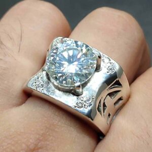 5 Carat Moissanite Men’s Lattice Ring