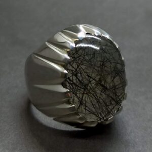Rutilated Quartz Muh e Najaf Mens Ring