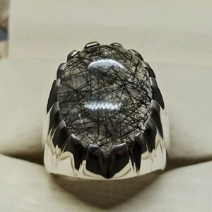 Rutilated Quartz Muh e Najaf Mens Ring