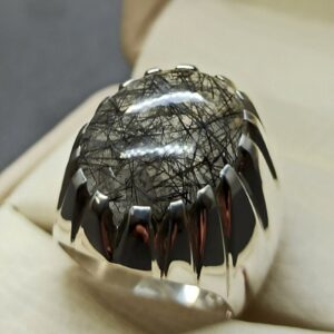 Rutilated Quartz Muh e Najaf Mens Ring