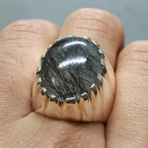Rutilated Quartz Muh e Najaf Mens Ring