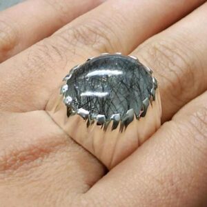 Rutilated Quartz Muh e Najaf Mens Ring