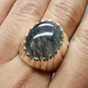 Rutilated Quartz Muh e Najaf Mens Ring