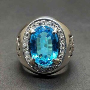 Blue Topaz Sterling Silver Men’s Ring