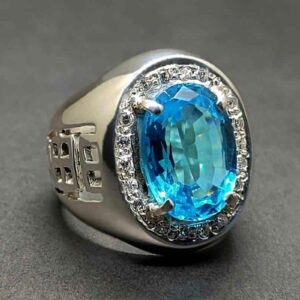 Blue Topaz Sterling Silver Men’s Ring