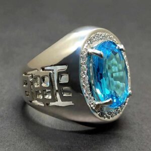 Blue Topaz Sterling Silver Men’s Ring