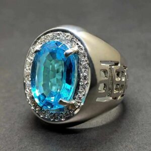 Blue Topaz Sterling Silver Men’s Ring