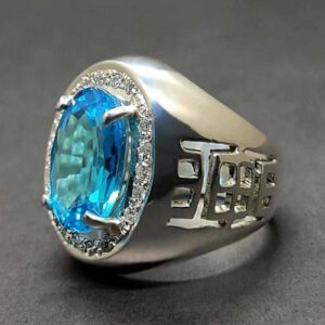 Blue Topaz Sterling Silver Men’s Ring