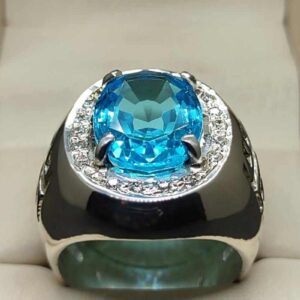 Blue Topaz Sterling Silver Men’s Ring