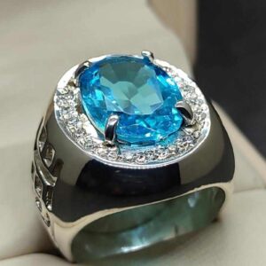 Blue Topaz Sterling Silver Men’s Ring