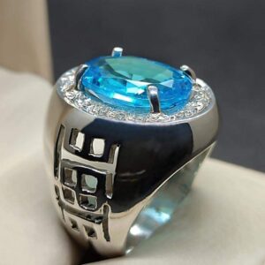 Blue Topaz Sterling Silver Men’s Ring
