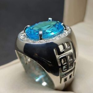 Blue Topaz Sterling Silver Men’s Ring