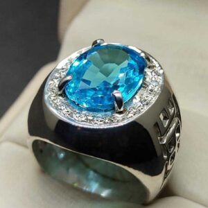 Blue Topaz Sterling Silver Men’s Ring