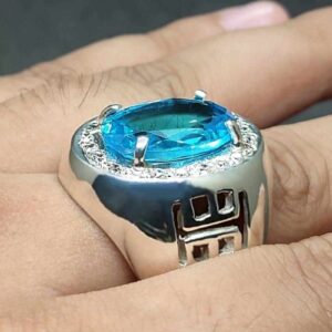 Blue Topaz Sterling Silver Men’s Ring