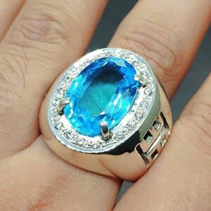Blue Topaz Sterling Silver Men’s Ring