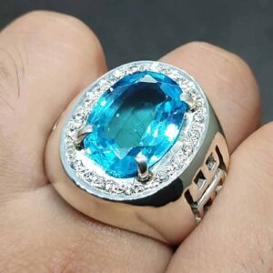 Blue Topaz Sterling Silver Men’s Ring