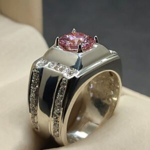 2 Carat Pink Moissanite Engagement Ring