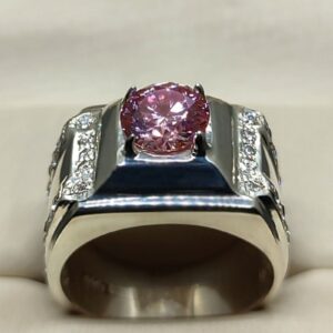 2 Carat Pink Moissanite Engagement Ring