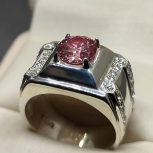2 Carat Pink Moissanite Engagement Ring