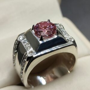 2 Carat Pink Moissanite Engagement Ring