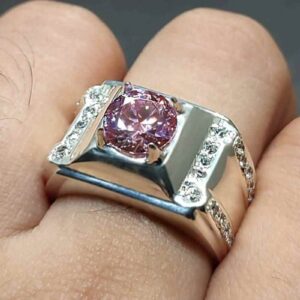 2 Carat Pink Moissanite Engagement Ring