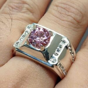 2 Carat Pink Moissanite Engagement Ring