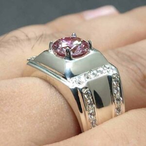 2 Carat Pink Moissanite Engagement Ring