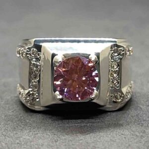 2 Carat Pink Moissanite Engagement Ring