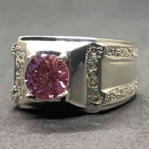 2 Carat Pink Moissanite Engagement Ring