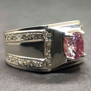 2 Carat Pink Moissanite Engagement Ring