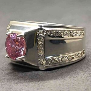 2 Carat Pink Moissanite Engagement Ring