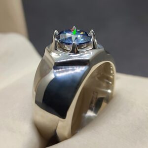 Blue Moissanite Men’s Star Shape Ring